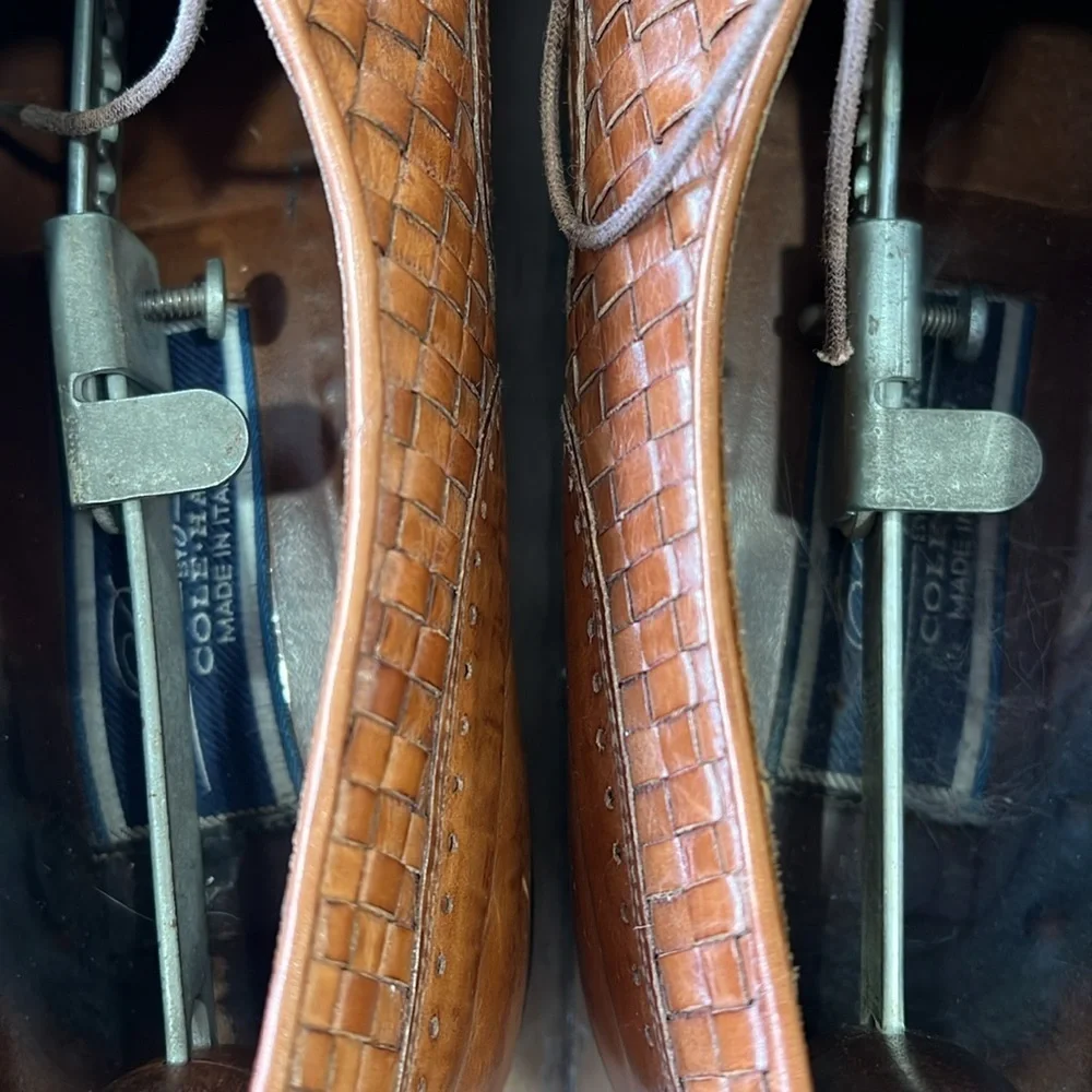 Cole Haan bergamo vintage Brown Leather Woven Men's Shoes